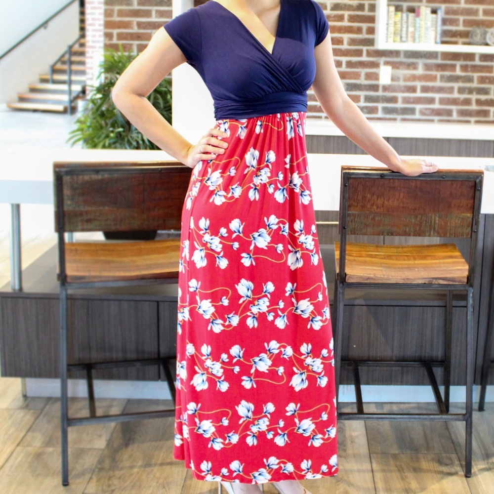 Navy Floral Maxi Dress